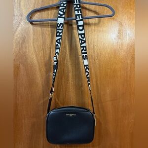Karl Lagerfeld Black and Tan Shoulder Bag